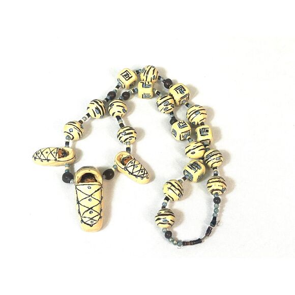 Madi Clark Native American Beaded Clay Necklace Baby Cradleboard - Picture 1 of 7